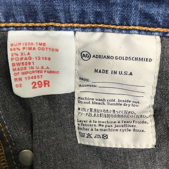 AG Adriano Goldschmied Malibu Crop Pant Knee Bermuda Jeans Shorts 29 Pima Cotton - Picture 13 of 13